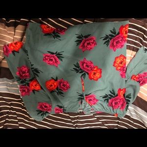 Green flower off shoulder top